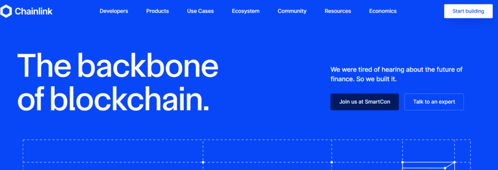 A image of Chainlink home page